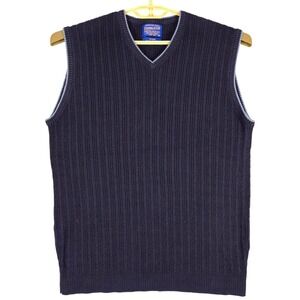 Pendleton Sweater Vest Silk Blend Ribbed‎ Knit V Neck Sleeveless Top XL
